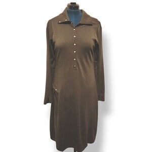 Nau Size L Womens Gray 100% Wool Long Sleeve Front Snap Sheath Dress *Flaw